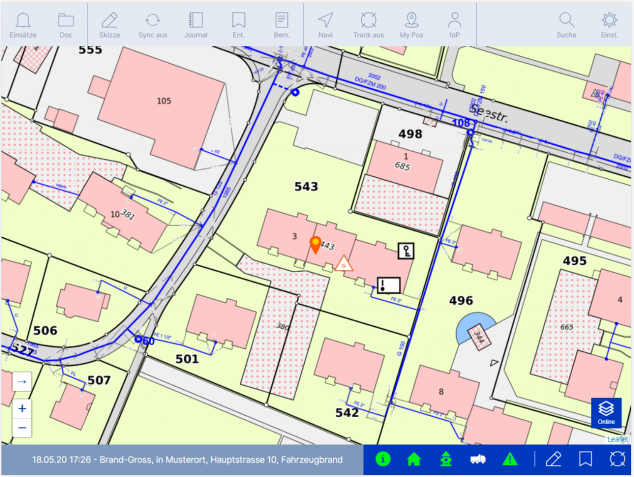 Tablette d'intervention des pompiers WMS Cartes